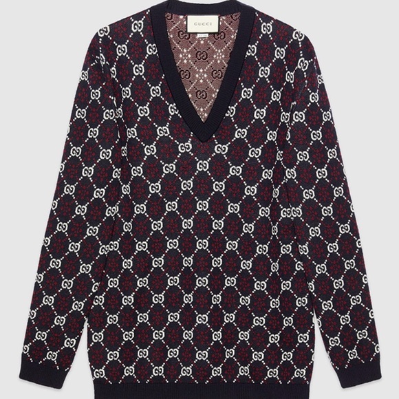Gucci Sweaters - Gucci GG Monogram Wool V-Neck